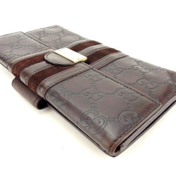 Gucci Wallet Purse Long Wallet Guccissima Brown Gold Woman Authentic Used Y4802 - Picture 5 of 6